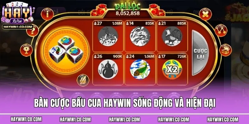 Bàn cược bầu cua Haywin sống động và hiện đại